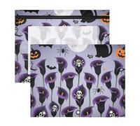 Binder Pencil Pouches Multi-Purpose 3 Hole Pocket for A4 Paper Letter 2 Pack Teacher Classroom Supplies Purple Calla Lilies for Halloween