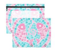 Binder Pencil Pouches Multi-Purpose Plastic File Folder for A4 Paper Letter 2 Pack Teacher College Supplies Pisces Style Blue Pink