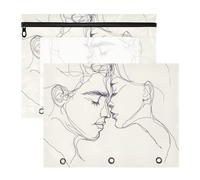 Binder Pencil Pouches Portable Pen Holder Case for 3 Rings Binder 2 Pack Students Classroom Supplies Abstract Lover White