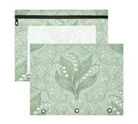 Binder Pencil Pouches Sturdy Pocket Folders for 3 Ringing Binder 2 Pack Students Home Finland Lily of The Valley William Morris Pattern