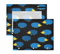 Binder Pencil Pouches Sturdy Storage Bag for A4 Paper Letter 2 Pack Students Art Supplies Storage African Hedgehog Blu Ray Black