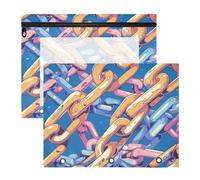 Binder Pencil poucheses 3-Holes 3 Hole Punch for A4 Paper Letter 2 Pack Students College Supplies Chain Colorful Cartoon Blue