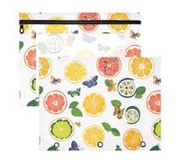 Binder pencil poucheses Clear Window Plastic File Folder for 3 Rings Binder 2 Pack Teacher Art Supplies Storage Cute Kumquat Fruit Colourful