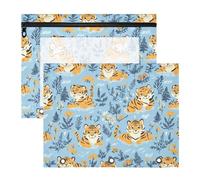 Binder Pencil poucheses Portable 3 Hole Punch for A4 Paper Letter 2 Pack Teacher College Supplies Cartoon Cute Yellow Tigers