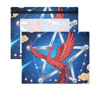 Binder Pencil poucheses Portable Pen Holder Case for A4 Paper Letter 2 Pack Students Storing School Students Teacher Supplies Abstract Red Phoenix Star Blue