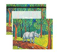 Binder Pencil poucheses Portable Pen Holder Case for A4 Paper Letter 2 Pack Teacher Class Funny Rhino on The Tree