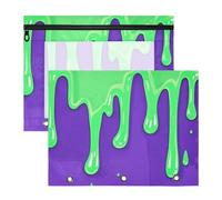 Binder pencil poucheses With Smooth Zippers Pen Holder Case for 3 Rings Binder 2 Pack Teacher Class Fashion Street Graffiti Painting Green Purple