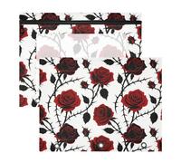 Binder Pencil poucheses with Smooth Zippers Plastic File Folder for A4 Paper Letter 2 Pack Teacher Class Goth Red Black Halloween Thorn Rose