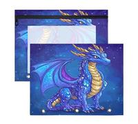 Binder Pencil pouching Adorable 3 Ringing Pocket for 3 Ringing Binder 2 Pack Teacher Storing School Students Teacher Supplies Cartoon Dragon Royal Blue