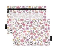 Binder Pencil pouching Clear Window Pen Holder Case for 3 Ringing Binder 2 Pack Students Classroom Supplies Bloom & Flutter