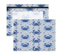 Binder Pencil pouching Portable 3 Hole Punch for 3 Ringing Binder 2 Pack Teacher Office Hippie Style Crazy Crab Blue