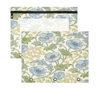 Binder Pencil pouching Sturdy 3 Hole Punch for 3 Ringing Binder 2 Pack Teacher Art Supplies Storage Blue Poppy Flower William Morris Pattern