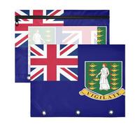 Binder Pencil pouching with Smooth Zippers 3 Hole Punch for 3 Ringing Binder 2 Pack Students Office British Virgin Islands Flag