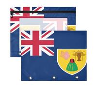 Binder Pencil pouching with Smooth Zippers 3 Hole Punch for 3 Ringing Binder 2 Pack Students Office Flag of The Turks and Caicos Islands