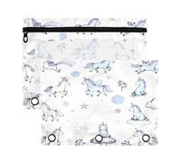 Binder Pencil with Clear Window Lilac Paradise Uncorns Color Pencil case Clear Window & Grommets Binders 3 Ringing for Storing School Office Supplies 2 PCS