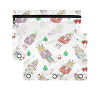 Binder Pocket folders with Clear Window Scenario Childish Cartoon Nutcracker Soldiers Colorful Big Capacity 3 Ringing Binder for Storing School Office Supplies 2 PCS