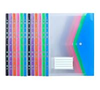 Binder Pockets, Plastic Page Protectors Expandable A4 Document Envelopes with Snap, 12Pcs Multi-Colored Waterproof Folder Organizer for School Office_Products.