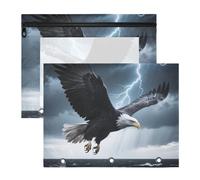 Binder Portable 3 Hole Pocket for A4 Paper Letter 2 Pack Students School Supplies Thunder Bird Sea Black