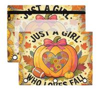 Binder Pouches, 3 Ring Binder Pencil Pouch, 2 Pack Waterproof Clear Window Storage Pouch, Back to School Stationery Organizer Just A Girl Who Loves Fall