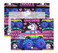 Binder Pouches, 3 Ring Binder Pencil Pouch, 2 Pack Waterproof Clear Window Storage Pouch, Back to School Stationery Organizer Just A Girl Who Loves Trucks and Unicorns
