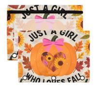 Binder Pouches, 3 Ring Binder Pencil Pouch, 2 Pack Waterproof Clear Window Storage Pouch, Back to School Stationery Organizer Just A Girl Who Loves Fall Pumpkin Football and Sunflower
