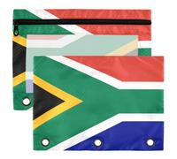 Binder Pouches, 3 Ring Binder Pencil Pouch, 3 Ring Binder Pouches 2 Pack Waterproof Clear Window Storage Pouch, Back to School Stationery Organizer South Africa Flag