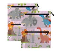 Binder Pouches 3 Ringing Binder folders Cartoon Dinosaur Warriors Pink