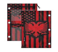 binder pouches 3 Ringing with zipper 2 pcs Albanian American Flag Pride