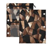 binder pouches 3 Ringing with zipper 2 pcs Stained Glass Coffee Black