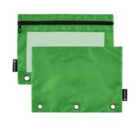 Binder Pouches 3 Rings with Zipper with Clear Window Personalized Green Solid Color Pure Plain Binder Pencil case in Assorted Colors 3 Rings Binder for Storing School Office Supplies Multicolored 2