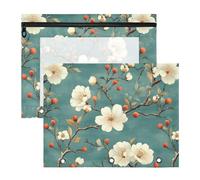Binder Pouches Adorable Plastic File Folder for 3 Rings Binder 2 Pack Students Storing School Students Teacher Supplies Flowers Orange Fruits Branches