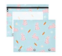 Binder Pouches Clear Pen Holder Case for 3 Ringing Binder 2 Pack Teacher Storing School Students Teacher Supplies Bunny and Carrot Pattern