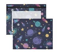 Binder Pouches Clear Pen Holder Case for 3 Ringing Binder 2 Pack Teacher Storing School Students Teacher Supplies Space - Themed Graffiti Seamless Pattern
