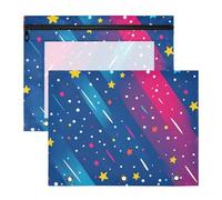 Binder Pouches Clear Window 3 Hole Punch for 3 Rings Binder 2 Pack Students School Supplies Vector Star Colorful