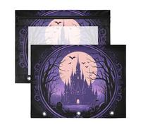 Binder Pouches Clear Window 3 Hole Punch for A4 Paper Letter 2 Pack Students Classroom Supplies Mystery Castle Purple