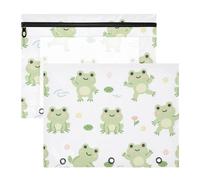 Binder Pouches Multi-Purpose Pocket Folders for 3 Ringing Binder 2 Pack Teacher Storing School Students Teacher Supplies Kawaii-Style Frog Pattern Hd