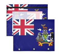 Binder Pouches Multi-Purpose Pocket Folders for A4 Paper Letter 2 Pack Students Back to School Flag of South Georgia and The South Sandwich Islands