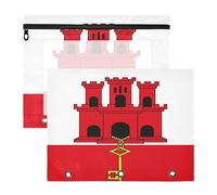 Binder Pouches Multi-Purpose Pocket Folders for A4 Paper Letter 2 Pack Students Back to School Flag of Gibraltar