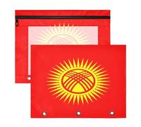 Binder Pouches Multi-Purpose Pocket Folders for A4 Paper Letter 2 Pack Students Back to School National Flag of The Kyrgyz Republic