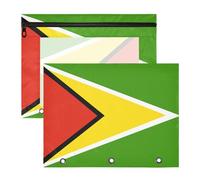 Binder Pouches Multi-Purpose Pocket Folders for A4 Paper Letter 2 Pack Students Back to School National Flag of Guyana