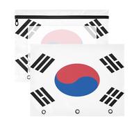 Binder Pouches Multi-Purpose Pocket Folders for A4 Paper Letter 2 Pack Students Back to School National Flag of The Democratic People's Republic of Korea