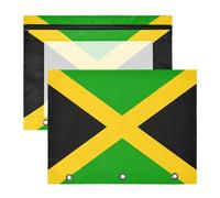 Binder Pouches Multi-Purpose Pocket Folders for A4 Paper Letter 2 Pack Students Back to School National Flag of Jamaica