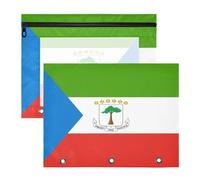 Binder Pouches Multi-Purpose Pocket Folders for A4 Paper Letter 2 Pack Students Back to School National Flag of Equatorial Guinea