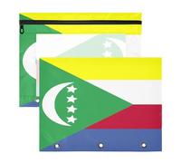 Binder Pouches Multi-Purpose Pocket Folders for A4 Paper Letter 2 Pack Students Back to School National Flag of The Comoros