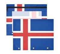 Binder Pouches Multi-Purpose Pocket Folders for A4 Paper Letter 2 Pack Students Back to School National Flag of Iceland