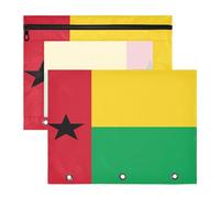 Binder Pouches Multi-Purpose Pocket Folders for A4 Paper Letter 2 Pack Students Back to School National Flag of Guinea-Bissau