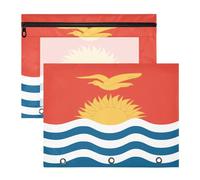 Binder Pouches Multi-Purpose Pocket Folders for A4 Paper Letter 2 Pack Students Back to School National Flag of Kiribati
