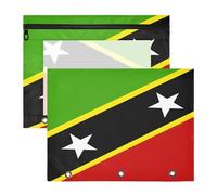 Binder Pouches Multi-Purpose Pocket Folders for A4 Paper Letter 2 Pack Students Back to School National Flag of Saint Kitts and Nevis