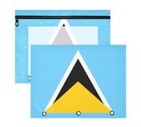Binder Pouches Multi-Purpose Pocket Folders for A4 Paper Letter 2 Pack Students Back to School National Flag of Saint Lucia