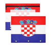 Binder Pouches Multi-Purpose Pocket Folders for A4 Paper Letter 2 Pack Students Back to School National Flag of Croatia